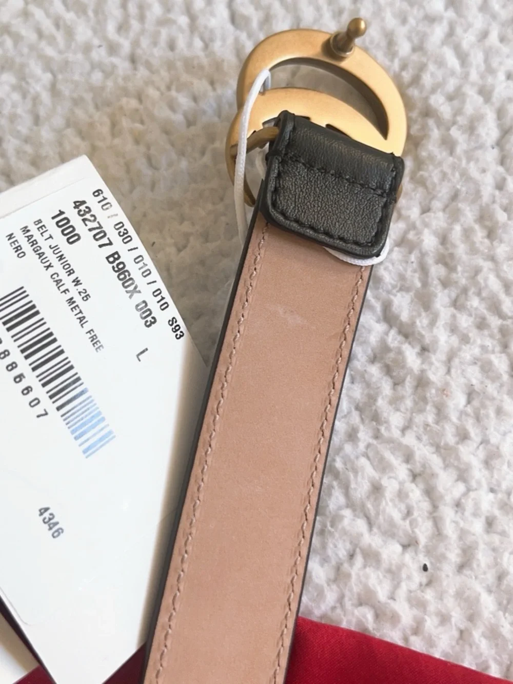 Gucci  Kids Black Leather GG Logo Buckle Belt
